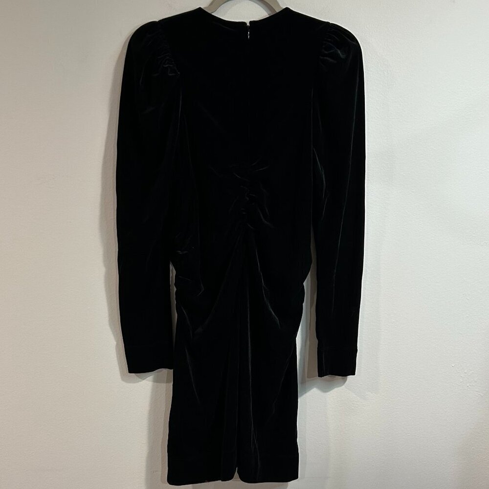 Ganni Velvet Jersey Gathered Mini Dress | Black / 44/US12 - Picture 8 of 11